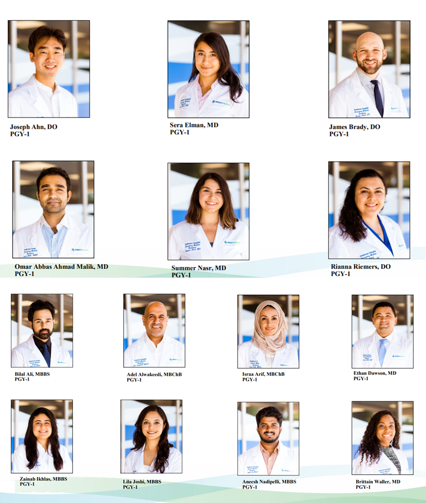 Lage grid of resident staff in lab coats. Names and programs in very small print, but not relevant.
