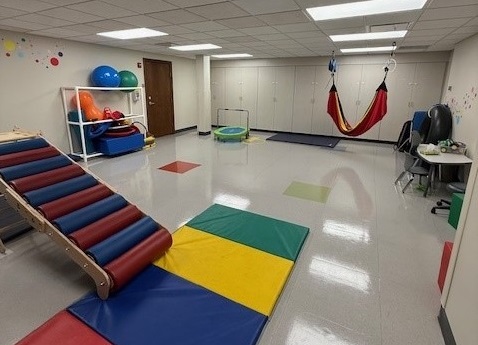 interior of St. Rita's Outpatient Pediatric Rehabilitation practice showcasing different treatment areas